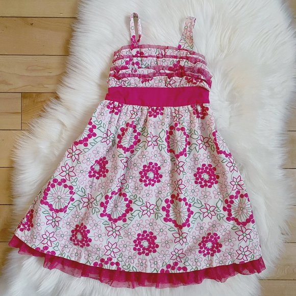 Penelope Mack pink flower print ruffle dress sz 3T - Picture 1 of 7